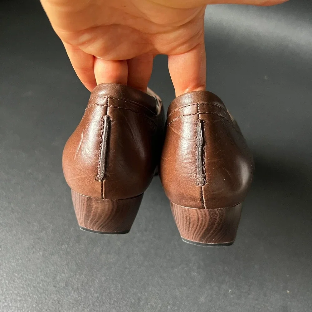 Josef Seibel Brown Leather Block Heel Booties 40 US 9.5 Comfort Shoes Academia